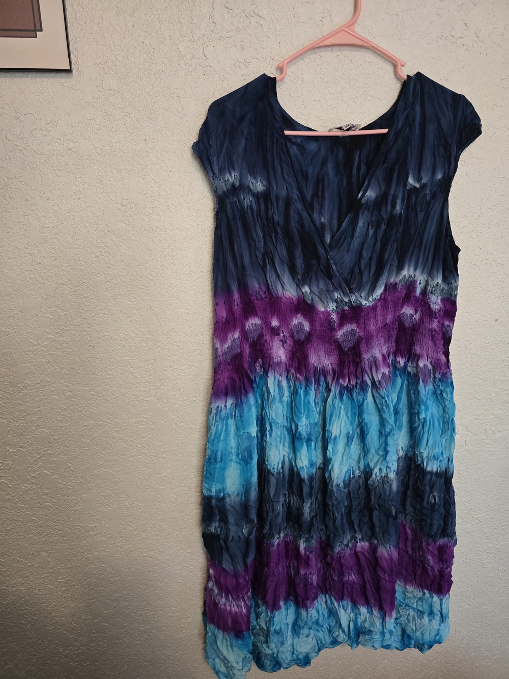 Sleeveless Tie-Dye Midi Dress in Blue & Purple